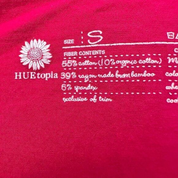 HUEtopia Long Sleeve Scoop Neck Cotton Blend Stretch Pullover Top Red Small - Picture 3 of 3